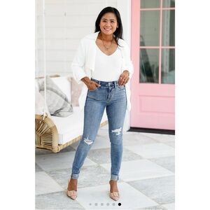 Judy Blue Skinny Jeans Blue Distressed High-Waisted